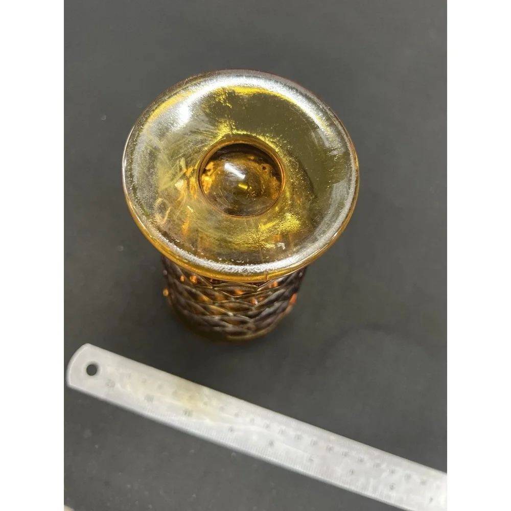 Vintage Indiana Glass‎ Amber Whitehall Cubist Pedestal Drinking Glass